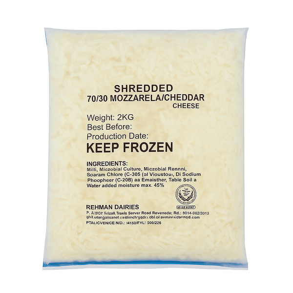 70/30 Shredded Mozzarella Cheddar Cheese 2kg Pack