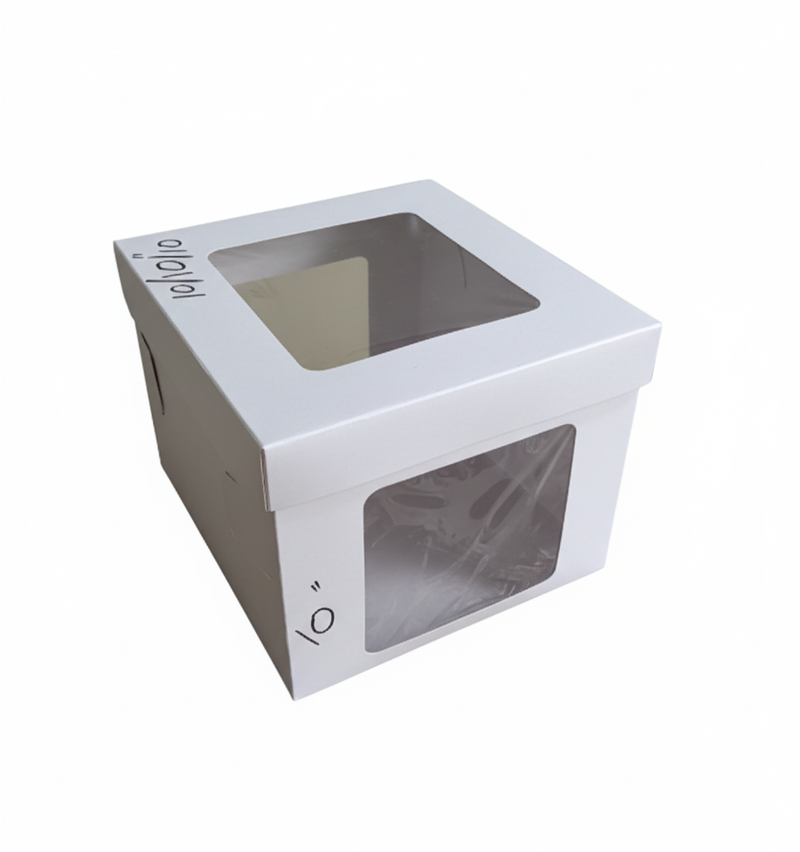 Elegant White Cake Box with Window Display